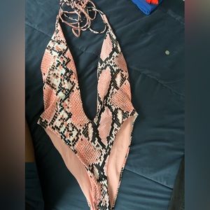 Coral Snake print bathing suit
